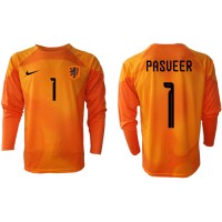 Niederlande Remko Pasveer #1 Torwart Fußballbekleidung Auswärtstrikot WM 2022 Langarm